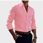 Reuben | Men's Striped Cotton Shirt, Classic Button Shirt | Bella Blue