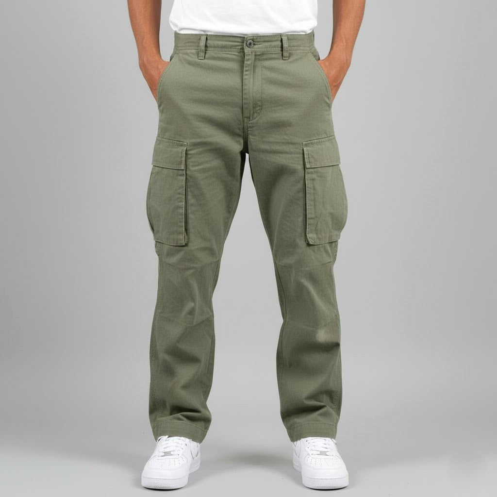 Rhys | Men's Cargo Trousers with Utility Pockets, Straight-Leg Work Trousers | Bella Blue