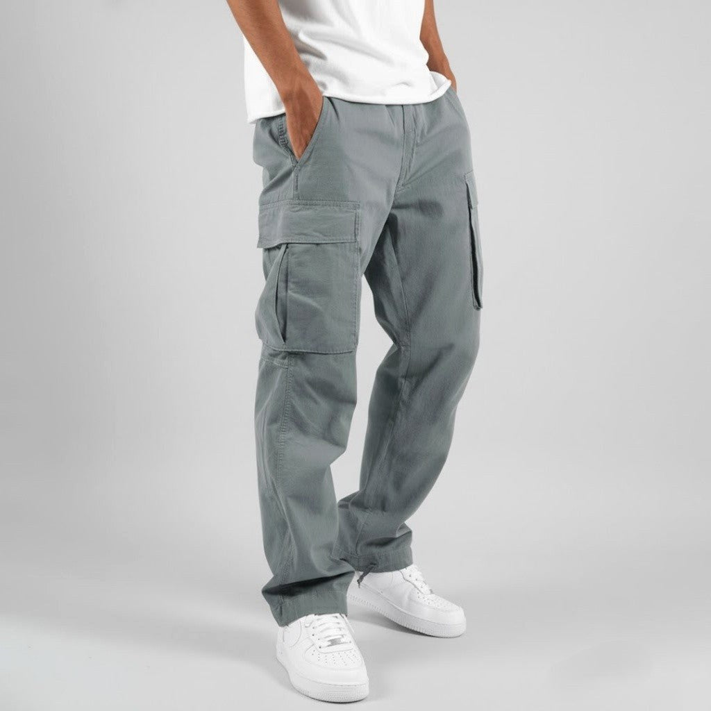 Rhys | Men's Cargo Trousers with Utility Pockets, Straight-Leg Work Trousers | Bella Blue