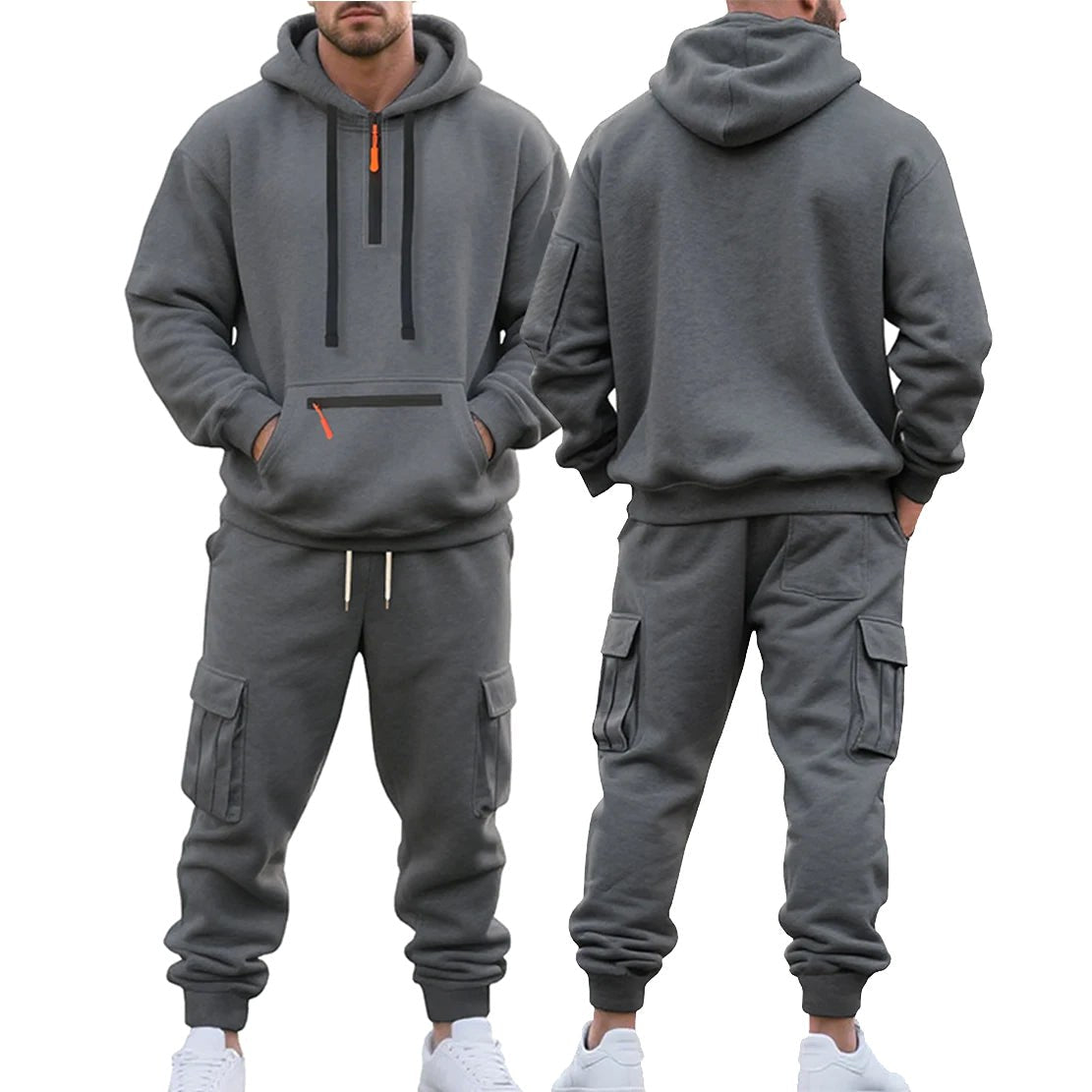 Robert | Men's Sporty Hooded Tracksuit, Warm Winter Set | Bella Blue | Dark Grey