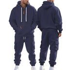 Robert | Men's Sporty Hooded Tracksuit, Warm Winter Set | Bella Blue | Dark Grey