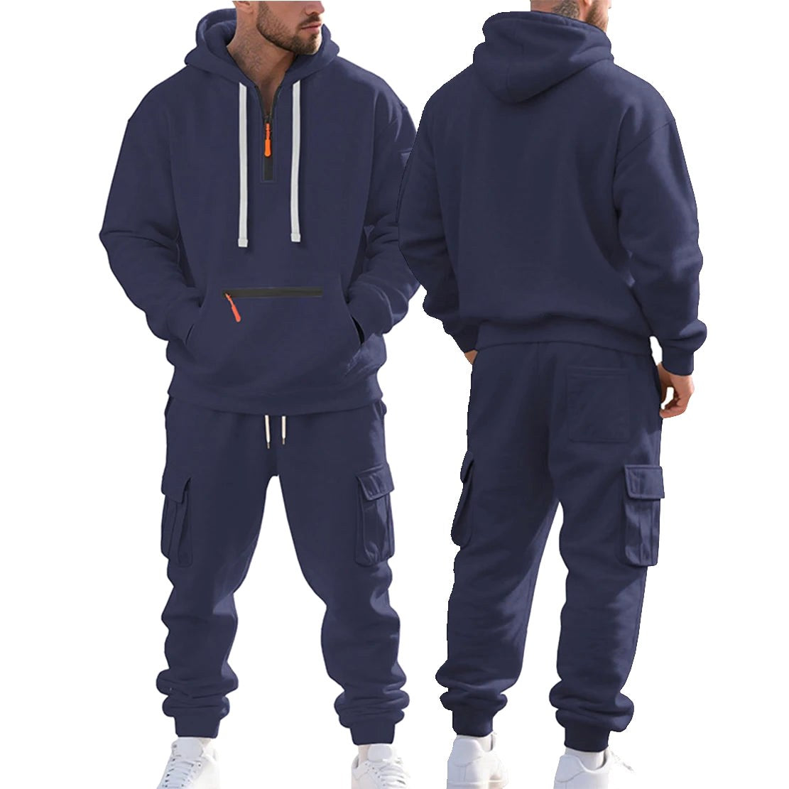 Robert | Men's Sporty Hooded Tracksuit, Warm Winter Set | Bella Blue | Dark Grey