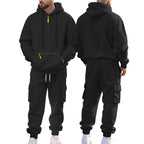 Robert | Men's Sporty Hooded Tracksuit, Warm Winter Set | Bella Blue | Dark Grey