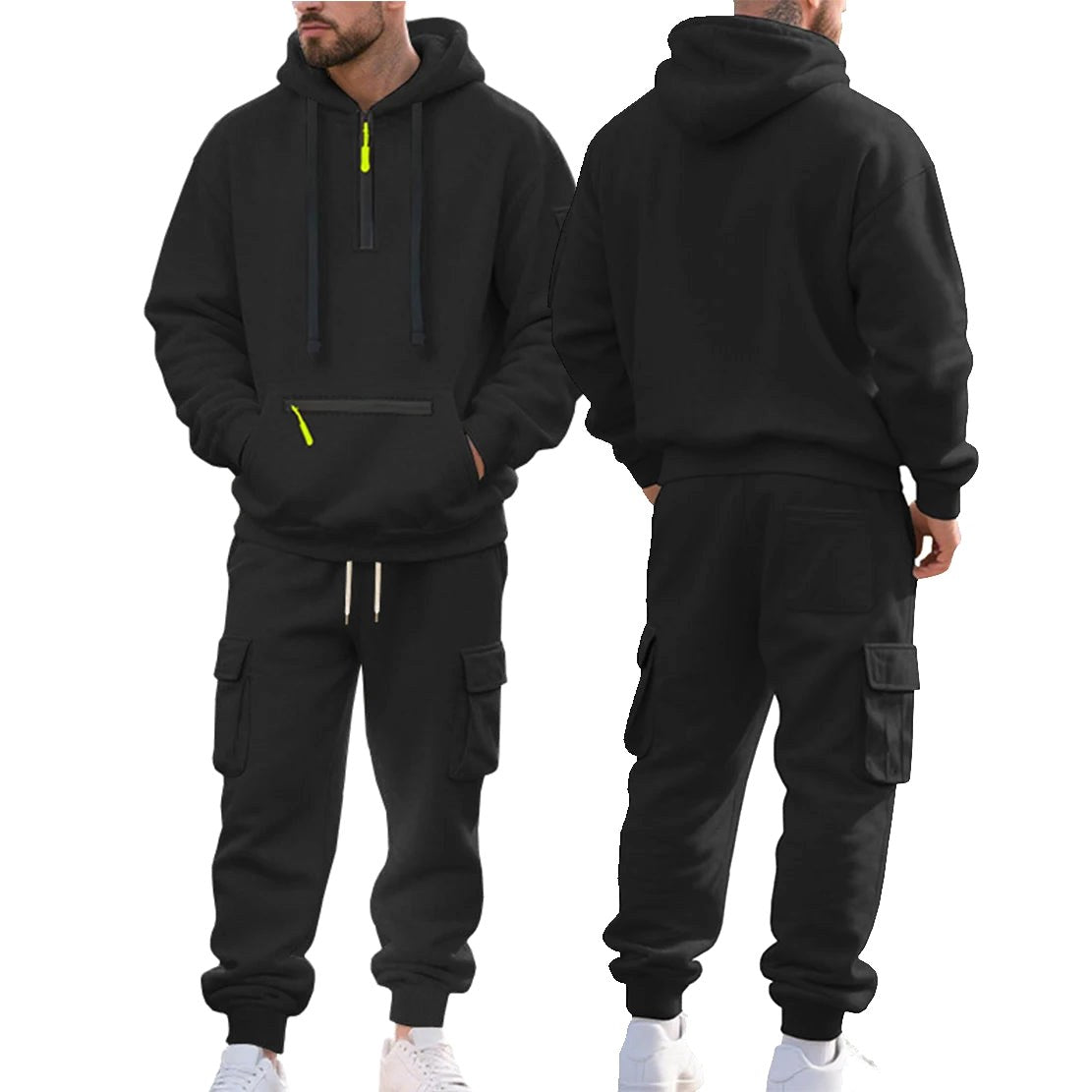 Robert | Men's Sporty Hooded Tracksuit, Warm Winter Set | Bella Blue | Dark Grey