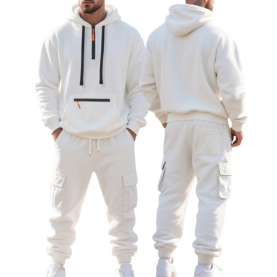 Robert | Men's Sporty Hooded Tracksuit, Warm Winter Set | Bella Blue | Dark Grey