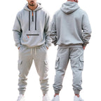 Robert | Men's Sporty Hooded Tracksuit, Warm Winter Set | Bella Blue | Dark Grey