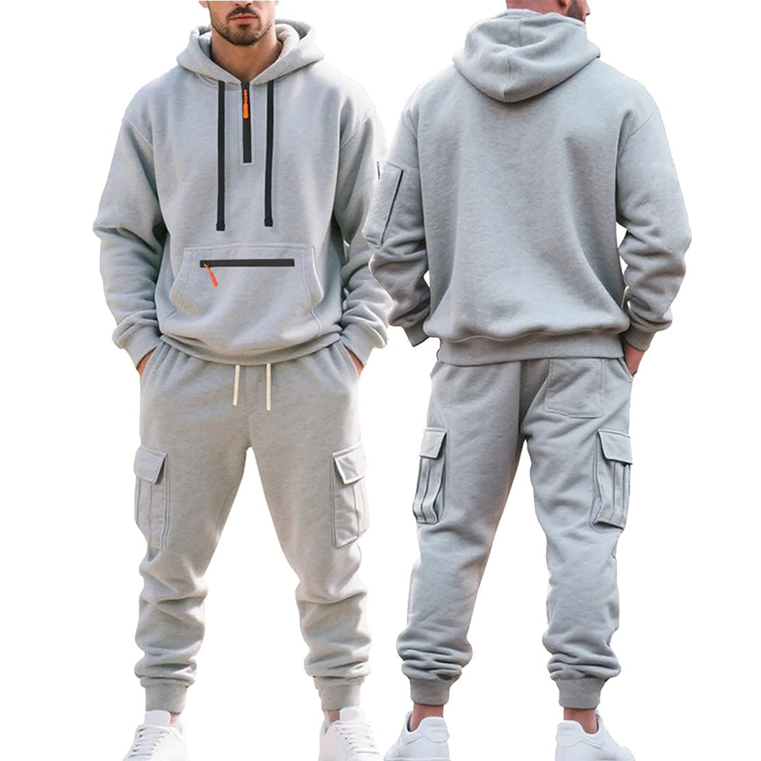 Robert | Men's Sporty Hooded Tracksuit, Warm Winter Set | Bella Blue | Dark Grey