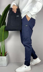 Robert | Men's Stretch Cargo Trousers, Lightweight Flexible Trousers | Bella Blue | Blue