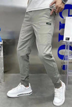 Robert | Men's Stretch Cargo Trousers, Lightweight Flexible Trousers | Bella Blue | Light Grey