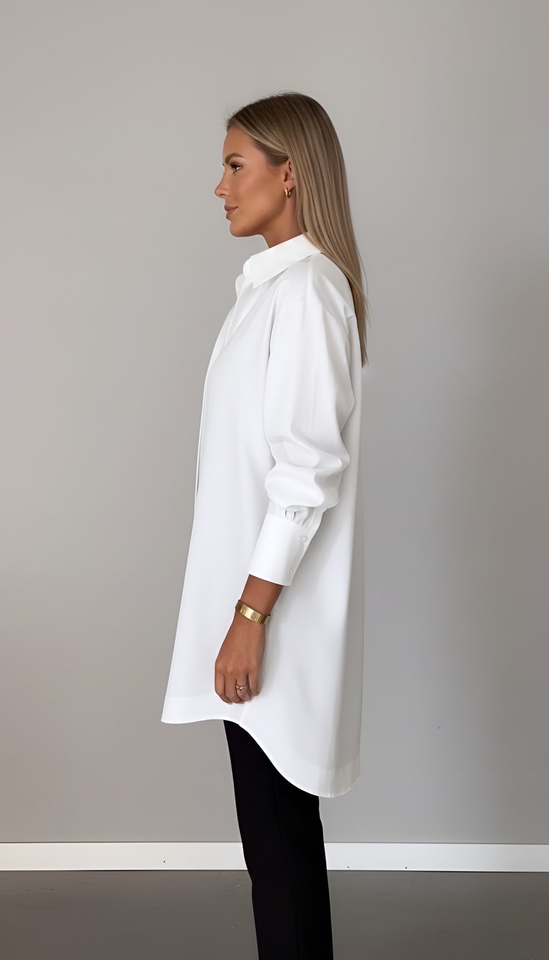 Romane | Women's Oversized Cotton Shirt, Button-Front Blouse | Bella Blue