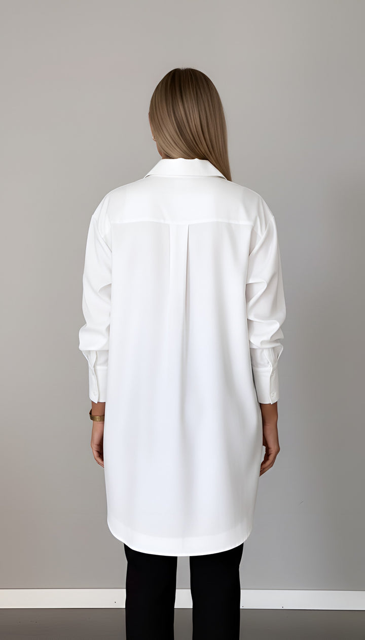 Romane | Women's Oversized Cotton Shirt, Button-Front Blouse | Bella Blue