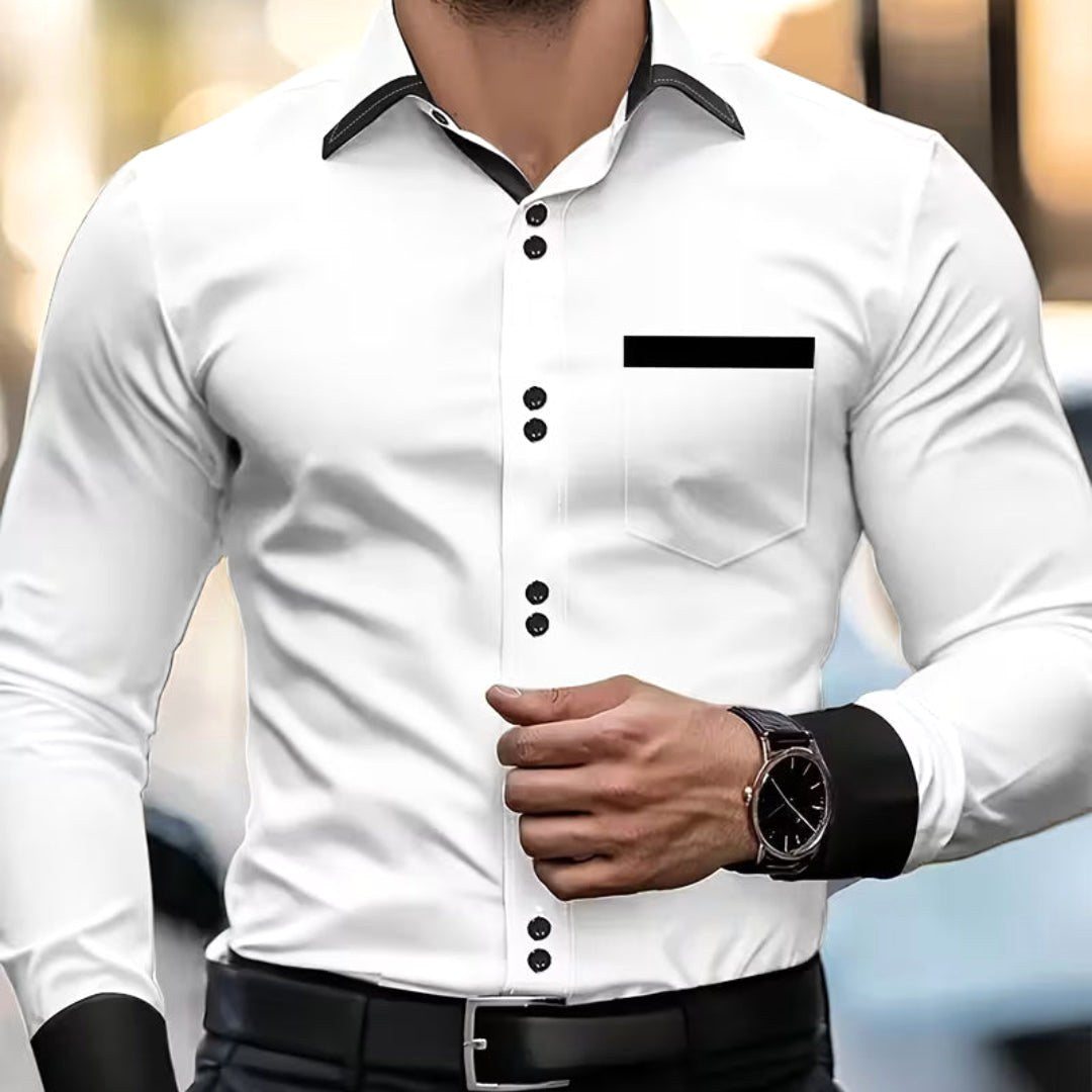 Ronan | Men's Classic Collared Shirt, Button-Front Dress Shirt | Bella Blue
