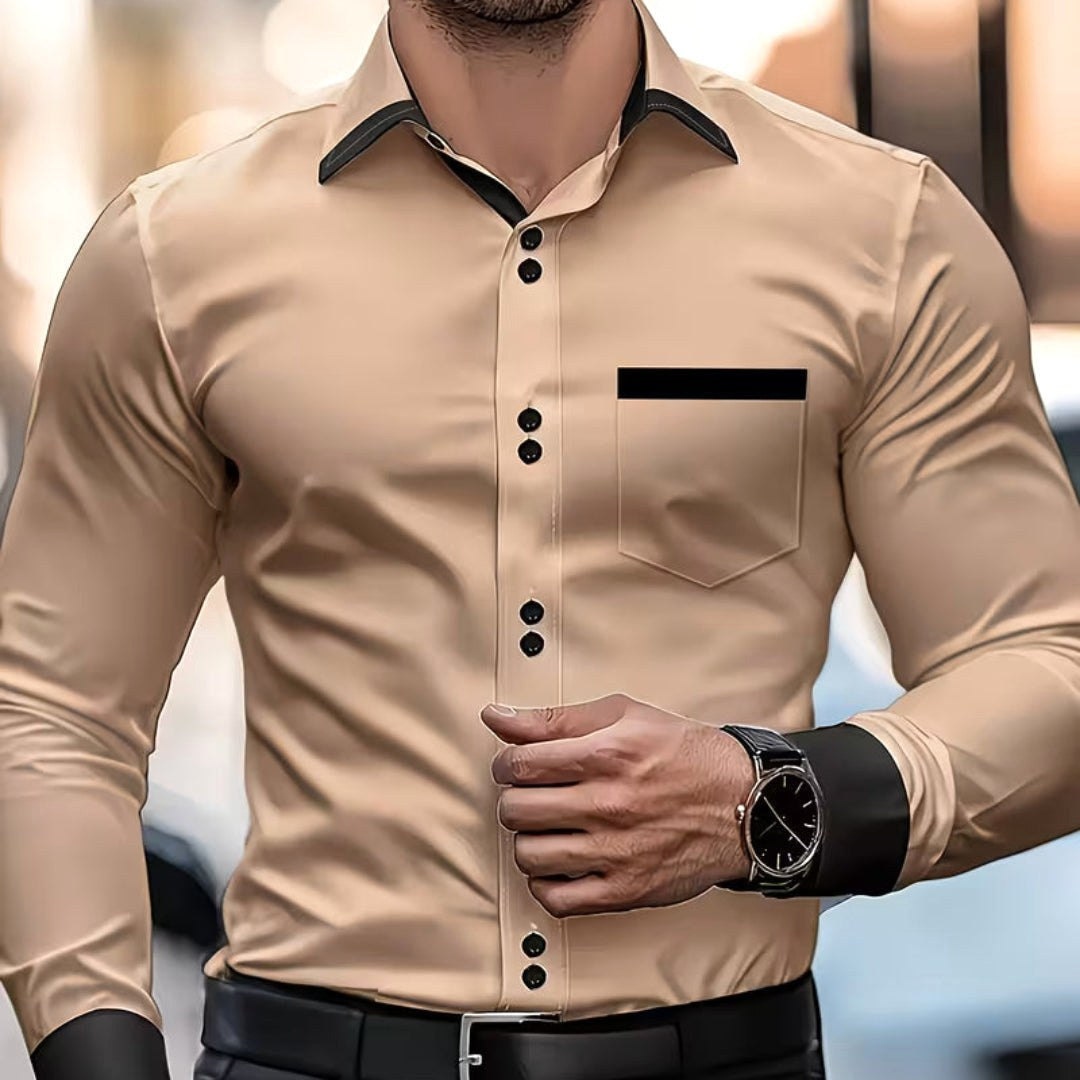 Ronan | Men's Classic Collared Shirt, Button-Front Dress Shirt | Bella Blue