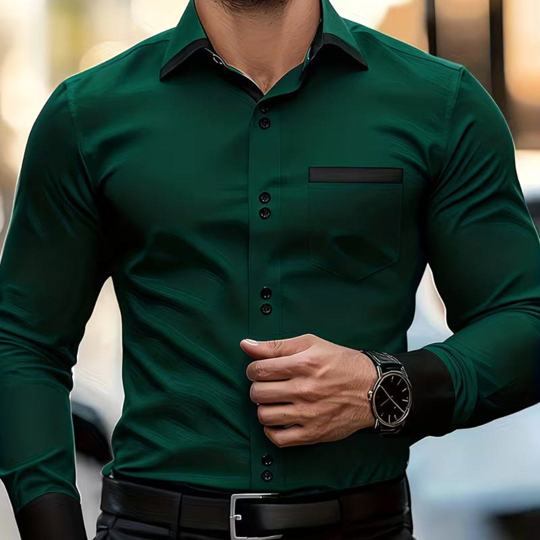 Ronan | Men's Classic Collared Shirt, Button-Front Dress Shirt | Bella Blue