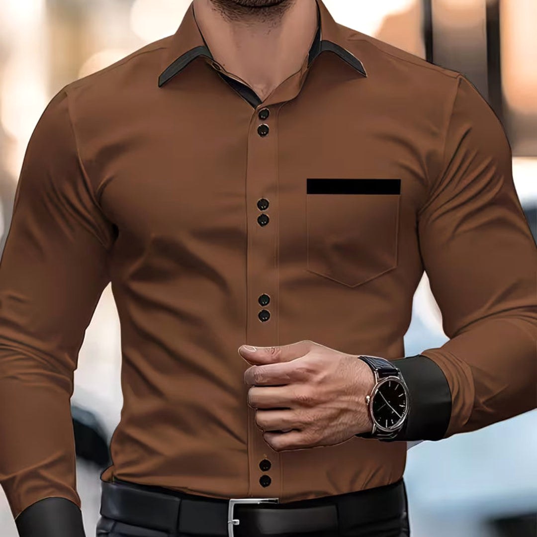 Ronan | Men's Classic Collared Shirt, Button-Front Dress Shirt | Bella Blue