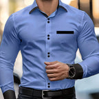 Ronan | Men's Classic Collared Shirt, Button-Front Dress Shirt | Bella Blue