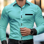 Ronan | Men's Classic Collared Shirt, Button-Front Dress Shirt | Bella Blue