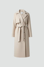 Roseline | Women's Double-Breasted Long Coat, Tailored Autumn Coat | Bella Blue | Chocolate