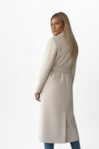 Roseline | Women's Double-Breasted Long Coat, Tailored Autumn Coat | Bella Blue | Black
