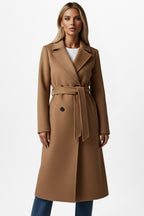 Roseline | Women's Double-Breasted Long Coat, Tailored Autumn Coat | Bella Blue