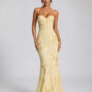 Rosie | Women's Floral Corset Maxi Dress, Sculpted Occasion Dress
