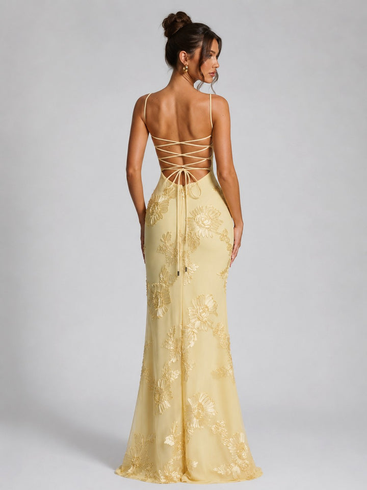 Rosie | Women's Floral Corset Maxi Dress, Sculpted Occasion Dress | Bella Blue | Light Blue