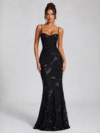 Rosie | Women's Floral Corset Maxi Dress, Sculpted Occasion Dress | Bella Blue