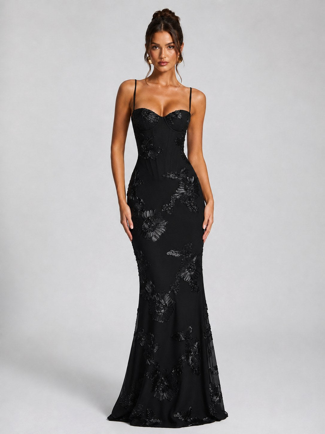 Rosie | Women's Floral Corset Maxi Dress, Sculpted Occasion Dress | Bella Blue