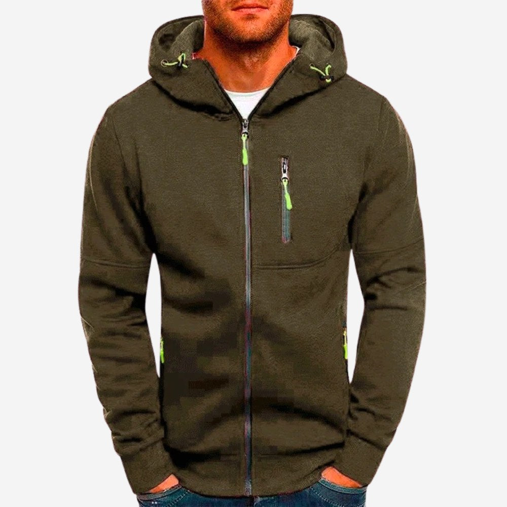 Ross | Men's Zip-Up Hoodie, Relaxed-Fit Autumn Jumper | Bella Blue