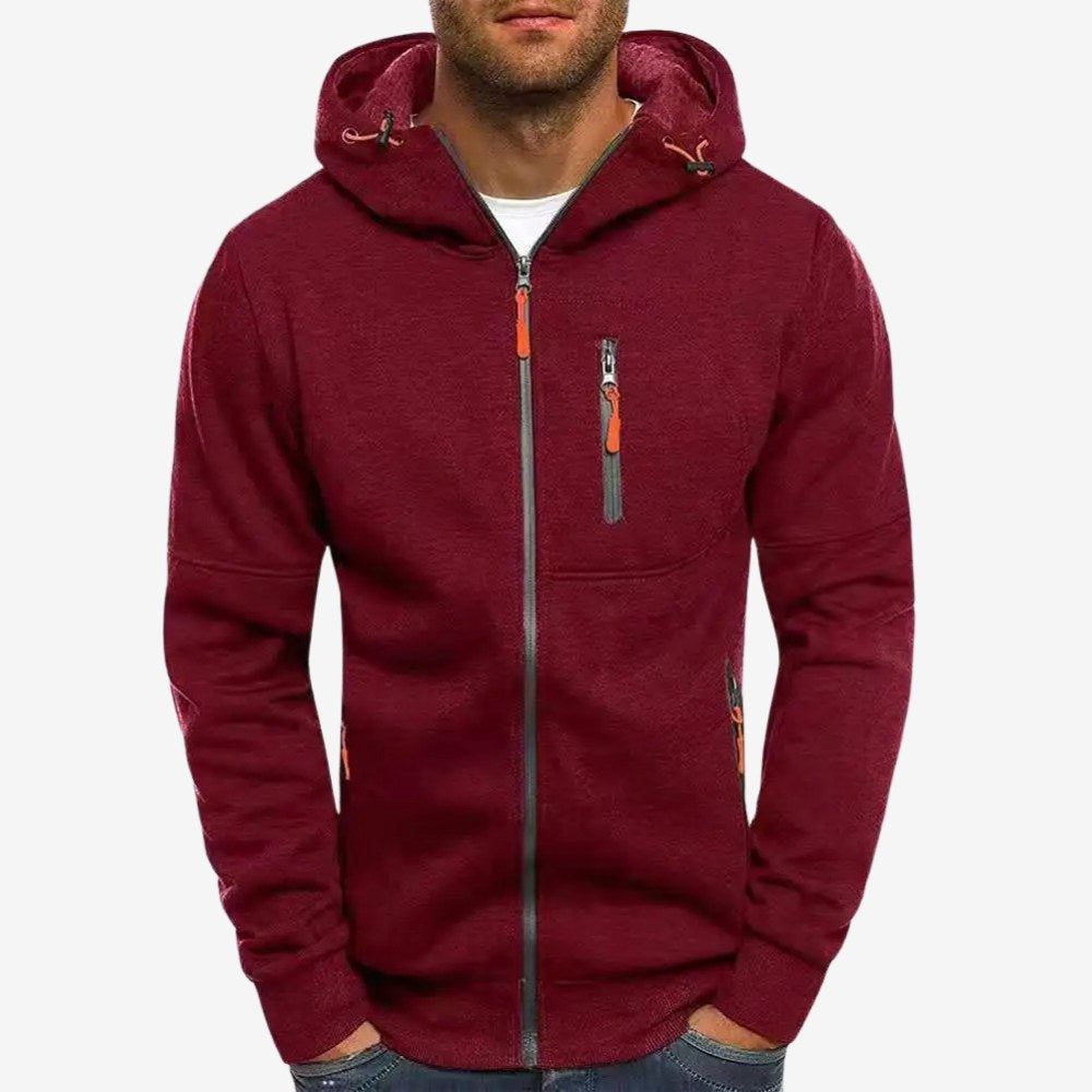 Ross | Men's Zip-Up Hoodie, Relaxed-Fit Autumn Jumper | Bella Blue