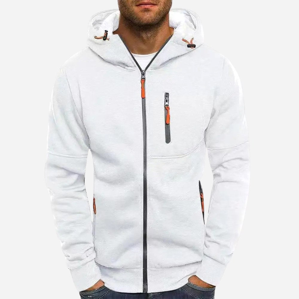 Ross | Men's Zip-Up Hoodie, Relaxed-Fit Autumn Jumper | Bella Blue