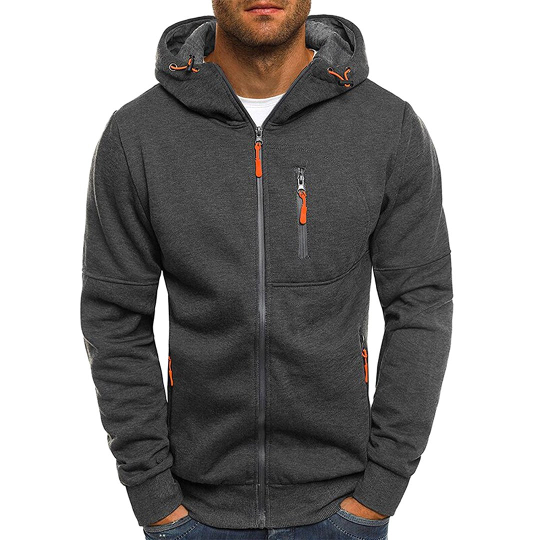 Ross | Men's Zip-Up Hoodie, Relaxed-Fit Autumn Jumper | Bella Blue