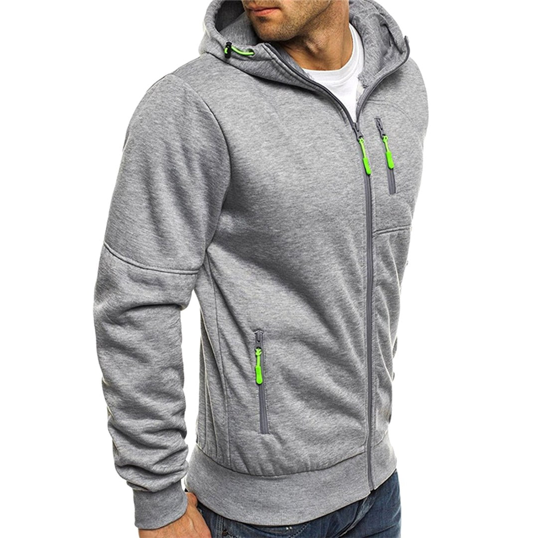 Ross | Men's Zip-Up Hoodie, Relaxed-Fit Autumn Jumper | Bella Blue