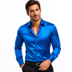 Rowan | Men's Long-Sleeve Shirt with Button Front, Smart Casual Dress Shirt | Bella Blue