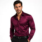 Rowan | Men's Long-Sleeve Shirt with Button Front, Smart Casual Dress Shirt | Bella Blue
