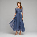 Ruby | Women's Lace Midi Dress with Floral Embroidery, Layered Midi Dress | Bella Blue