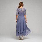 Ruby | Women's Lace Midi Dress with Floral Embroidery, Layered Midi Dress | Bella Blue
