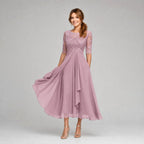 Ruby | Women's Lace Midi Dress with Floral Embroidery, Layered Midi Dress | Bella Blue
