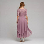 Ruby | Women's Lace Midi Dress with Floral Embroidery, Layered Midi Dress | Bella Blue