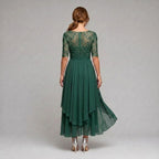 Ruby | Women's Lace Midi Dress with Floral Embroidery, Layered Midi Dress | Bella Blue