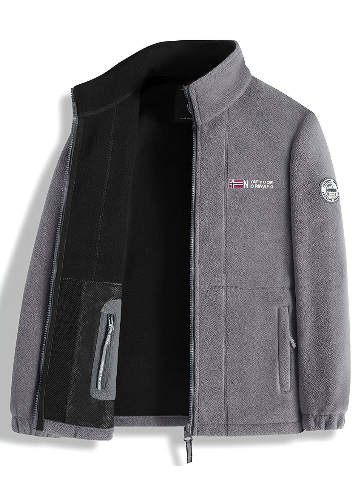Rudolf | Men's Fleece Jacket with Collar, Outdoor Fleece Jacket | Bella Blue | Red