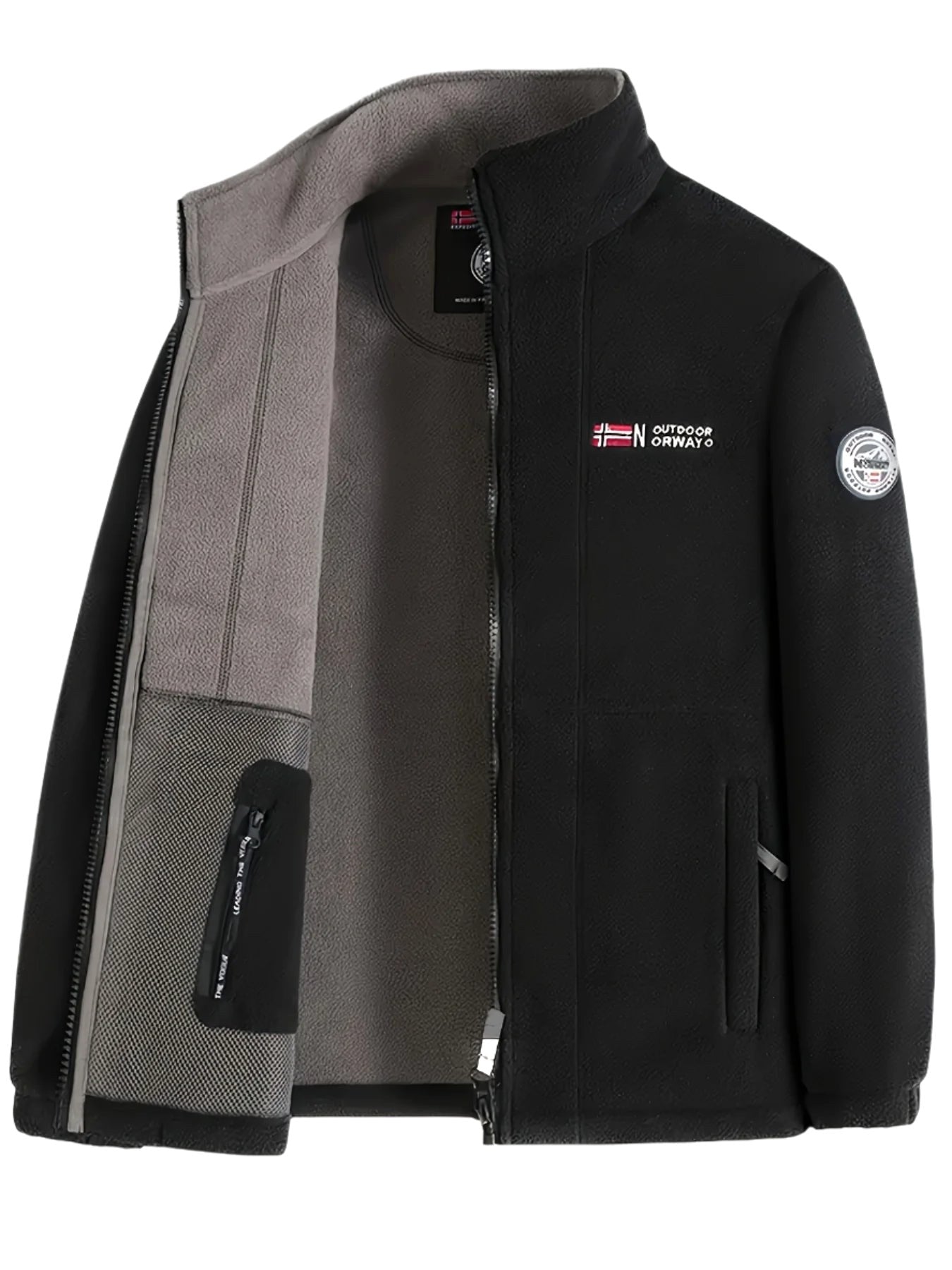Rudolf | Men's Fleece Jacket with Collar, Outdoor Fleece Jacket | Bella Blue | Khaki