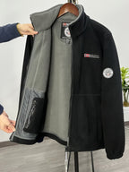 Rudolf | Men's Fleece Jacket with Collar, Outdoor Fleece Jacket | Bella Blue | Khaki