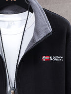 Rudolf | Men's Fleece Jacket with Collar, Outdoor Fleece Jacket | Bella Blue | Khaki