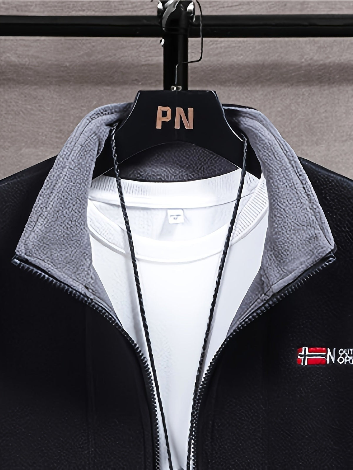 Rudolf | Men's Fleece Jacket with Collar, Outdoor Fleece Jacket | Bella Blue | Grey