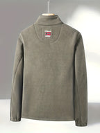 Rudolf | Men's Fleece Jacket with Collar, Outdoor Fleece Jacket | Bella Blue | Red