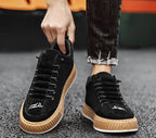 Ryan | Men's Lace-Up Trainers with Quilted Upper, Chunky Sole Trainers | Bella Blue