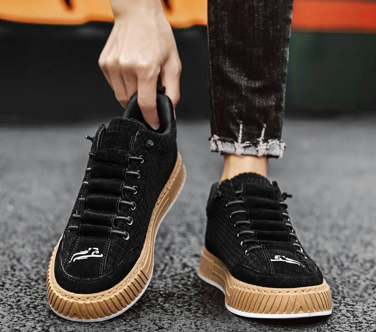 Ryan | Men's Lace-Up Trainers with Quilted Upper, Chunky Sole Trainers | Bella Blue
