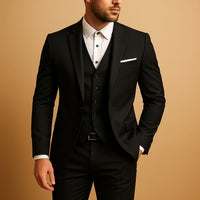 Ryan | Men's Slim Fit Three-Piece Suit with Waistcoat, Tailored Trouser Suit | Bella Blue | Black