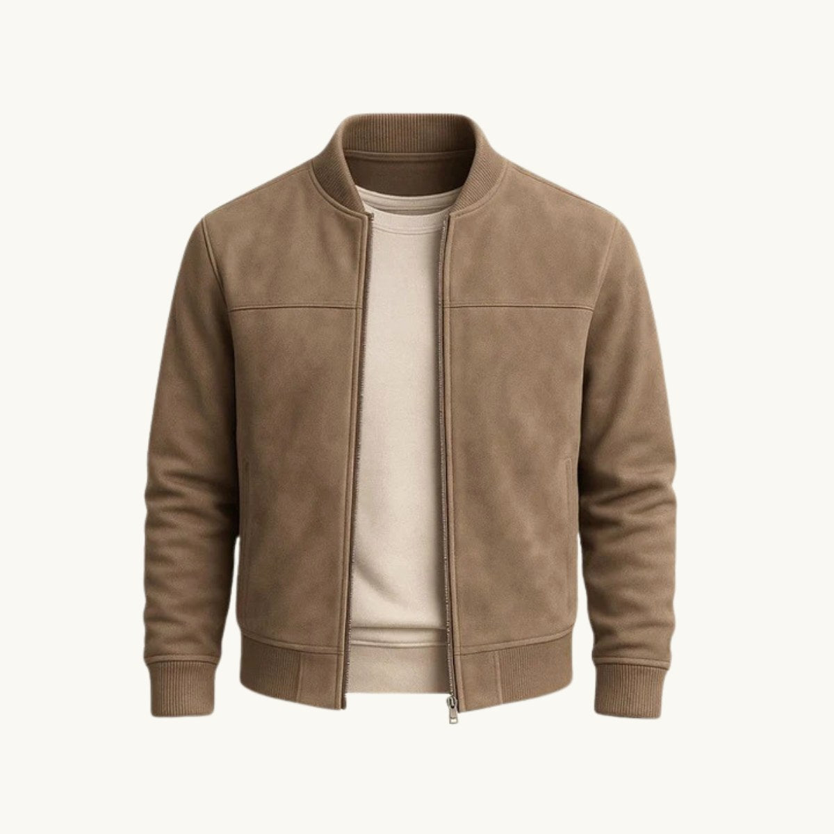 Ryan | Men's Suede Bomber Jacket, Tailored Autumn Jacket | Bella Blue | Brown